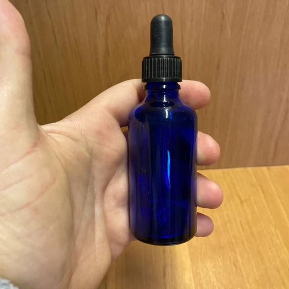50Ml Mavi Cam Damlalıklı Şişe , Siyah Plastik Kapak , 50 Cc Mavi Cam Damlalıklı Şişe x 6 Adet ürün görseli 1
