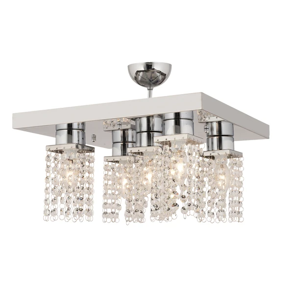Peter 5Li Krom  Kristalli, Taşlı Modern Tasarım Kristal Salon Avize ürün görseli 1
