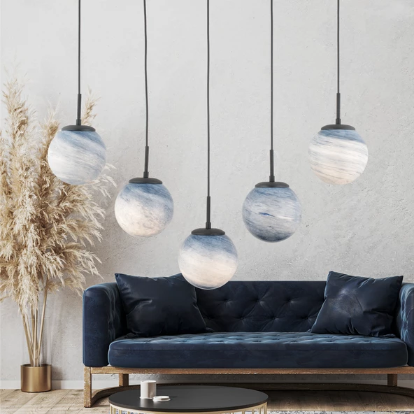 EFSER 5Lİ SIRALI AVİZE Modern Oturma Odası Salon Sarkıt Avize ürün görseli 1