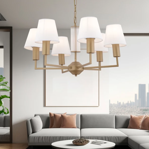 Ellery 6'lı Eskitme Beyaz Şapkalı Modern Plafonyer Genç Odası Yatak Odası Retro Salon Avize ürün görseli 1