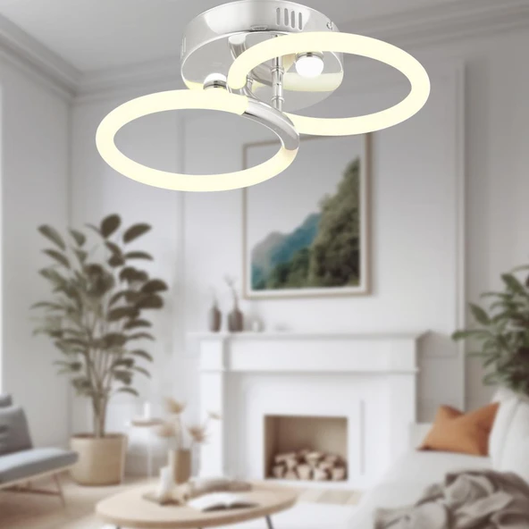 Honos 2li Krom 32 Watt Plafonyer Led Avize ürün görseli 1