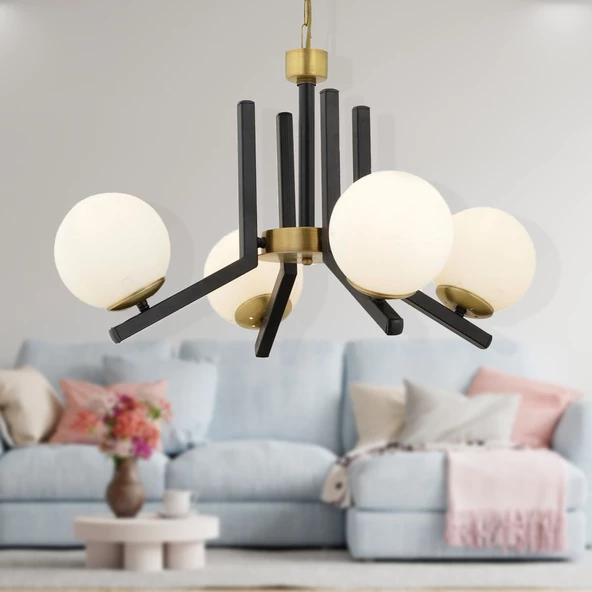 Morgan 4 Lü Eskitme Siyah Modern Yatak Odası Mutfak Oturma Odası Salon Avize ürün görseli 1
