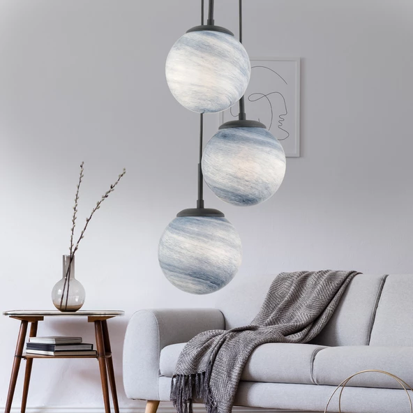 EFSER 3LÜ YUVARLAK Modern Oturma Odası Salon Sarkıt Avize ürün görseli 1