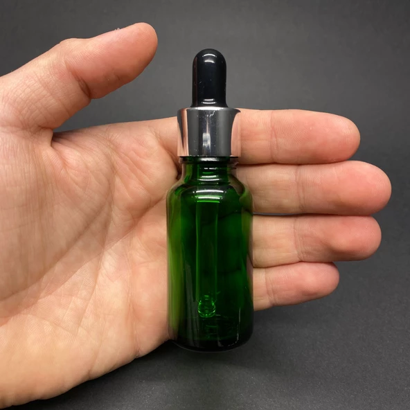 20Ml Yeşil Cam Damlalıklı Şişe , Gümüş Metal Kapak , 20 Cc Yeşil Cam Damlalıklı Şişe x 6 Adet ürün görseli 1