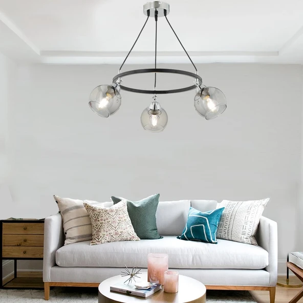 Flora 3 Lü Krom Detaylı Modern Koridor Mutfak Salon Avize ürün görseli 1