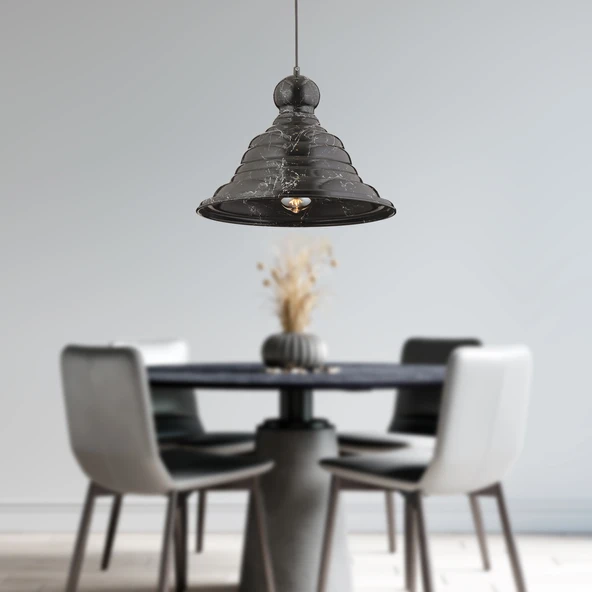 Lovisa Siyah Mermer Desenli Modern Tekli Cafe,Restoran için Uygun Retro Genç Odası Avize ürün görseli 1