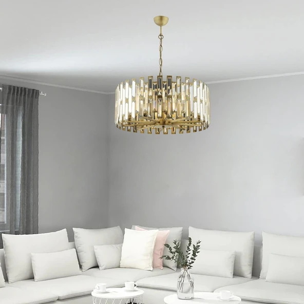 Gallıano Eskitme  Kristalli, Taşlı Modern Tasarım Kristal Salon Avize ürün görseli 1