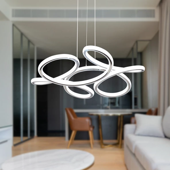 Apliqa Aldo Krom Sarkıt 140 Watt Sarkıt 3 Renkli Ledli Modern Mutfak Banyo Led Salon Sarkıt Avize ürün görseli 1