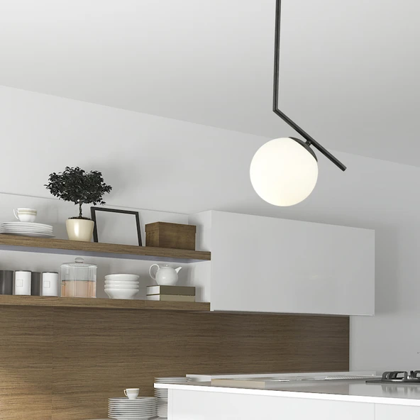 Sara Tekli Siyah Sarkıt Modern Sarkıt Mutfak Salon Sarkıt Avize - Resim 3