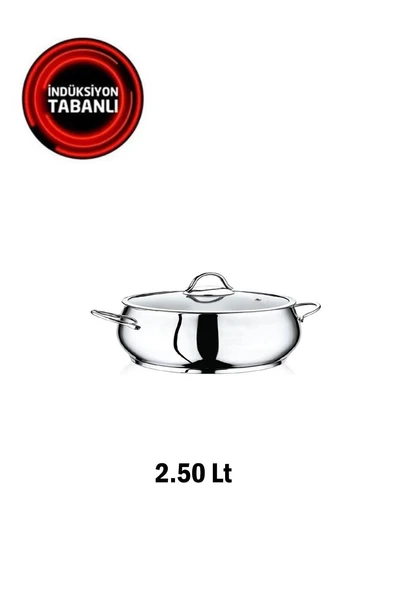 Safinox Bella Çelik 18x10 cm 2.50 Lt Basık İndiksiyon Çelik Tencere ürün görseli 1