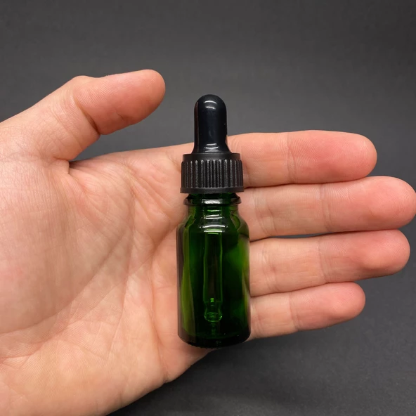 10Ml Yeşil Cam Damlalıklı Şişe , Siyah Plastik Kapak , 10 Cc Yeşil Cam Damlalıklı Şişe x 6 Adet ürün görseli 1
