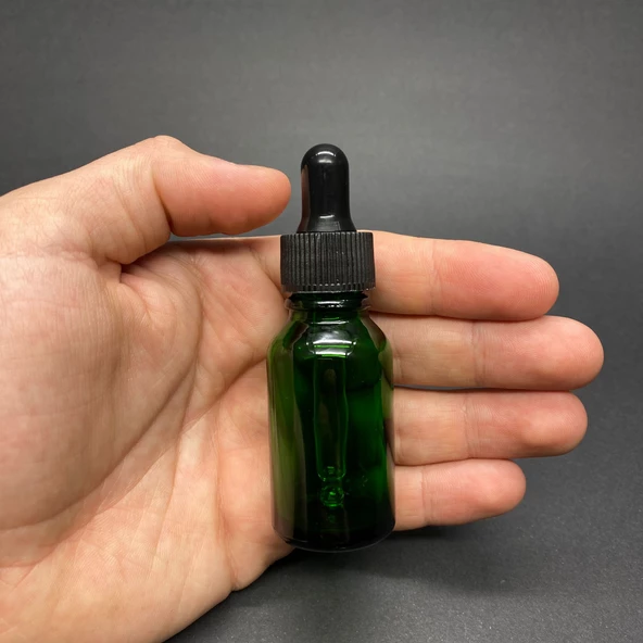 15Ml Yeşil Cam Damlalıklı Şişe , Siyah Plastik Kapak , 15 Cc Yeşil Cam Damlalıklı Şişe x 6 Adet ürün görseli 1