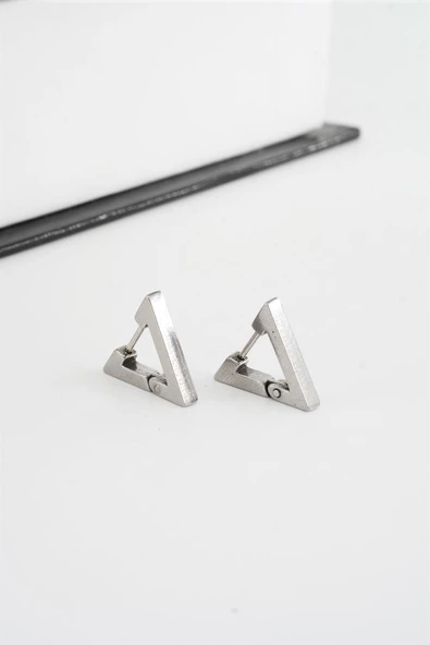 Unisex 316 L Paslanmaz Çelik 1.5 cm Üçgen Model Küpe ürün görseli 1