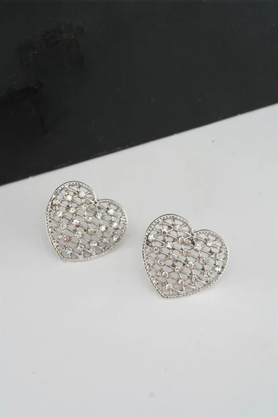 Kadın Kalp Figürlü 2.5 Cm Zirkon Taşlı Küpe ürün görseli 1