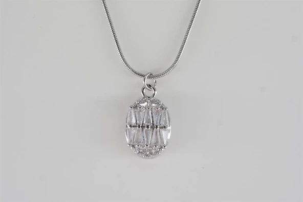 Kadın 316L Paslanmaz Çelik 40 cm Baget Zirkon Taşlı Kolye ürün görseli 1