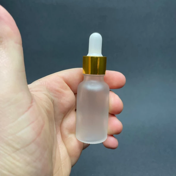 20 Ml Gold Metal Kapaklı Buzlu Cam Damlalıklı Şişe  , 20Cc Damlalıklı Buzlu Cam Şişe x 6 Adet ürün görseli 1