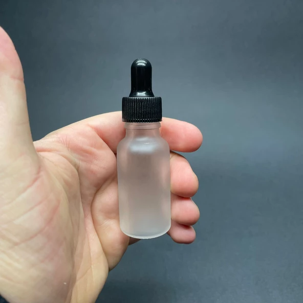 20 Ml Siyah Plastik Kapaklı Buzlu Cam Damlalıklı Şişe  , 20Cc Damlalıklı Buzlu Cam Şişe x 6 Adet ürün görseli 1