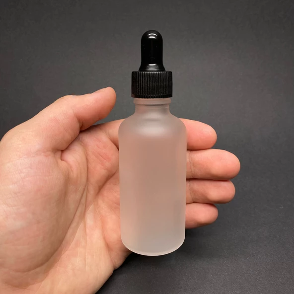 50 Ml Siyah Plastik Kapaklı Buzlu Cam Damlalıklı Şişe  , 50Cc Damlalıklı Buzlu Cam Şişe x 6 Adet ürün görseli 1