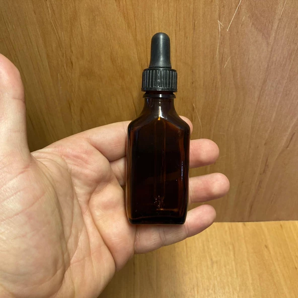 30 Ml Siyah Plastik Kapaklı Yassı Amber Cam Damlalıklı Şişe , 30 Cc Kahverengi Damlalıklı Şişe x 6 Adet ürün görseli 1