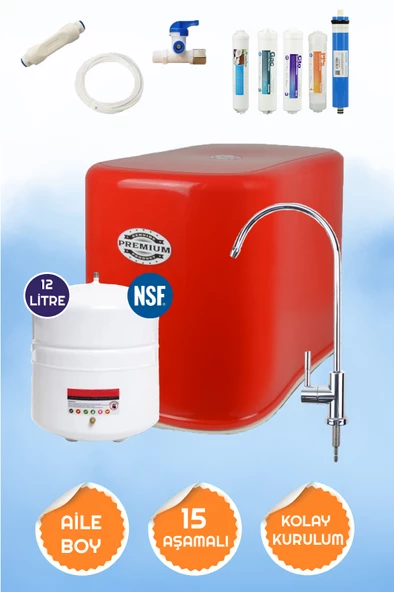 Fresh Water  15 Aşamalı 12 Lt Paslanmaz Çelik Tanklı 6 Filtreli Yüksek Mineralli Pompasız Su Arıtma Cihazı ürün görseli 1