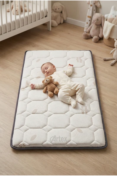 Artex 5Cm Cotton Süngerli Bebek Çocuk Beşik Yatağı 70x110 Park Yatak Oyun Parkı Yatağı ürün görseli 1