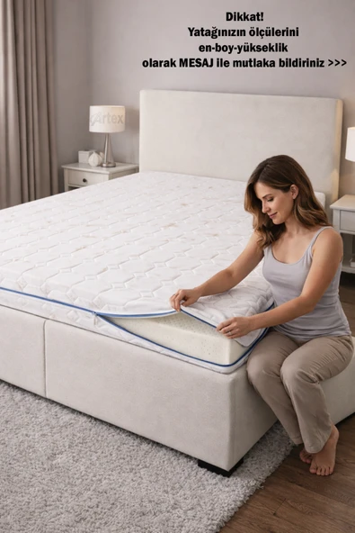 Artex Kılıf Cotton 90x200 Yatak Kılıfı Koruyucusu Yatak Örtüsü Fermuarlı Kılıf Kapitone ürün görseli 1