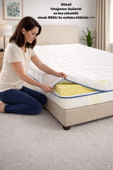Artex Kılıf Aloe 160x200 Yatak Kılıfı Koruyucusu Yatak Örtüsü Fermuarlı Kılıf Kapitone ürün görseli 1