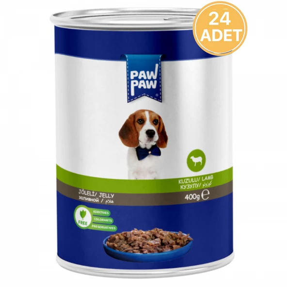 Paw Paw Jelly Parça Etli Kuzulu Yavru Köpek Konservesi 400 gr (24 ADET) ürün görseli 1