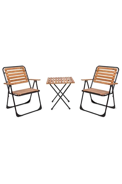 Kapella Ahşap Bistro Set Metal İskelet 52X52 ürün görseli 1