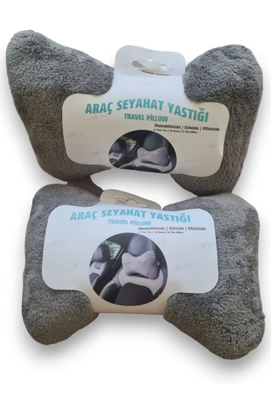 Wellmop Kemik Araç Seyahat Boyun Yastığı 2'Li Gri Oto Yastığı ürün görseli 1