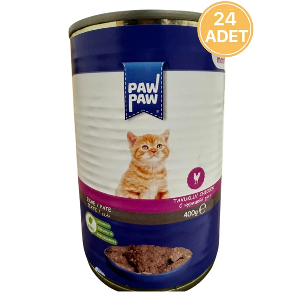Paw Paw Pate Tavuk Etli Yavru Kedi Konservesi 400 gr (24 ADET) ürün görseli 1