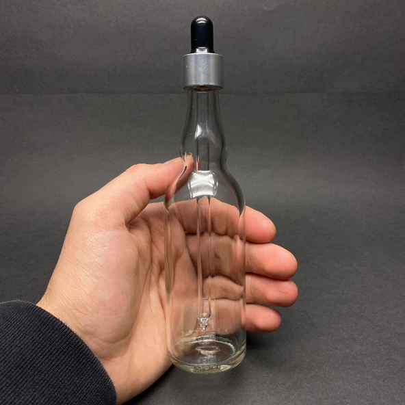 100 Ml Boğumlu Model Cam Damlalıklı Şİşe , Gümüş Metal Kapaklı , 100 Cc Cam Damlalıklı Boğumlu Şişe x 6 Adet ürün görseli 1