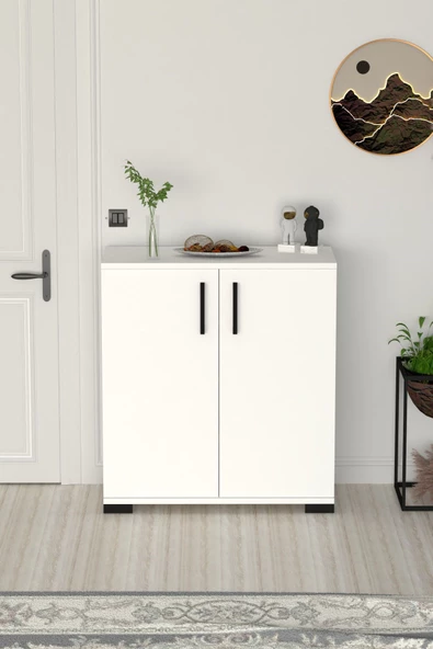 Moonlife Athena Çok Amaçlı 2 Kapaklı ,Kahve Köşesi,Mutfak,Banyo, Kiler Dolabı Beyaz ürün görseli 1