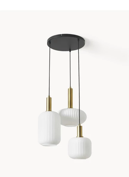MYLİGHTS RUSTİK  ÜÇLÜ BAL CAMLI AVİZE  KASA  40CM  ESKİTME - Resim 2