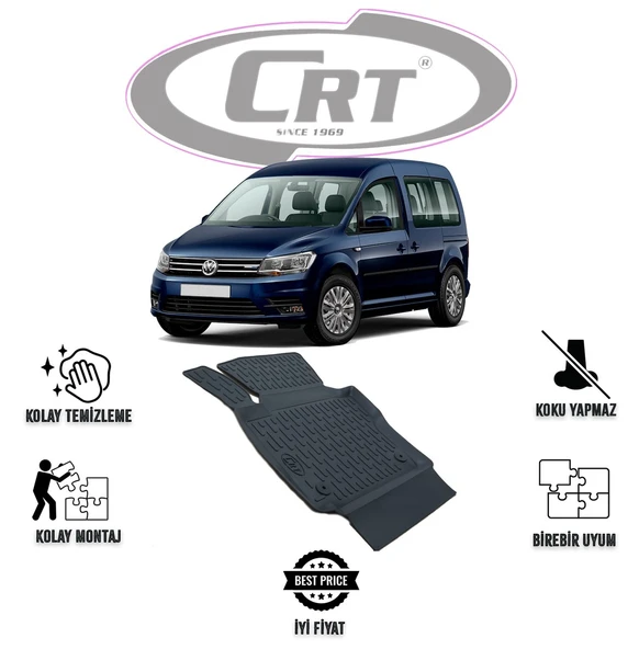 VW Caddy 2003-2021 TEK SOL 3D Araca Özel Paspas ürün görseli 1