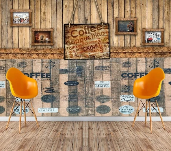 Renkli Duvarlar Kendinden Yapışkanlı Açık Kahve Köşesi Mutfak Salon Kafe Duvar Kağıdı Paneli 70x70cm 1 Adet NW172 ürün görseli 1