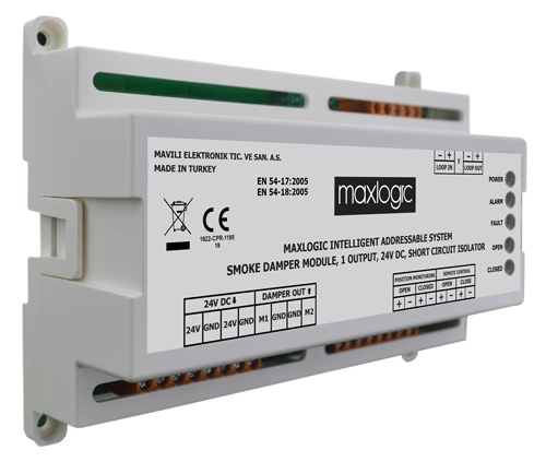 Maxlogic ML-1357 Akıllı Adresli Duman Damper Modülü, 1 Çıkışlı, 24V AC ürün görseli 1