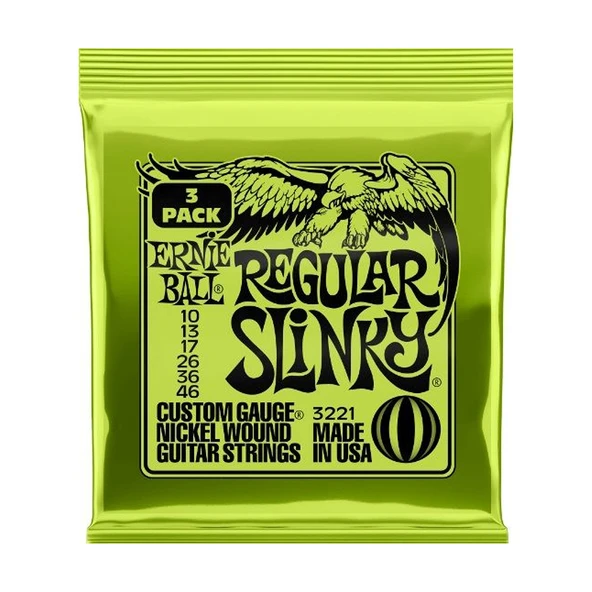 Ernieball P03221 REGULAR SLINKY 3 PACK Elektro Tel (3lü Paket) - Resim 3
