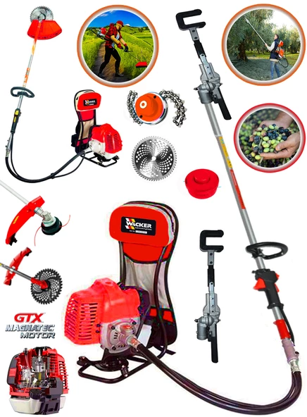 Wacker Pro Houra GTX Ot Çim Çalı Çayır Biçme Makinası Motorlu Benzinli Sırt Tipi Tırpan + Hasat Toplama Aparatı Hediyeli ürün görseli 1