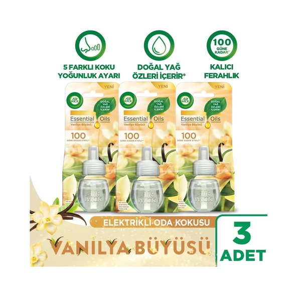 Air Wick Elektrikli Oda Kokusu Yedek Şişe Vanilya Büyüsü - Esansiyel Yağlar Içerir x 3 Adet ürün görseli 1