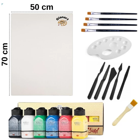 50x70 tuval + artdeco akrilik boya seti ipek fırçalı prolüks 6x75 ml ürün görseli 1