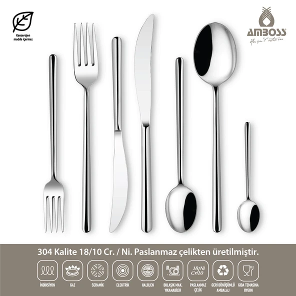 AMBOSS PEARL 84 PARÇA ÇATAL KAŞIK BIÇAK SETİ - Resim 2