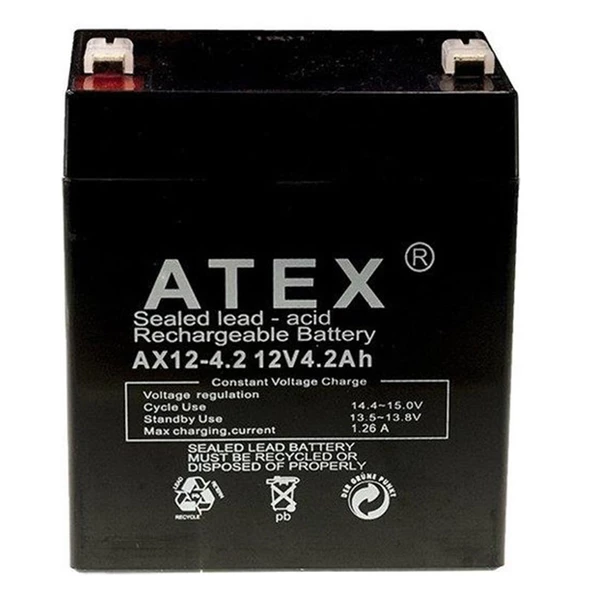 Atex AX12-4.2 12 Volt 4.2 Amper Kuru Akü (90X70x101 Mm) ürün görseli 1