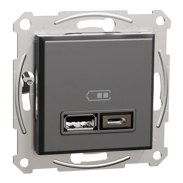 Asfora Antrasit Type-C+Usb Şarj Prizi 2.4 Amper Eph2700371 ürün görseli 1