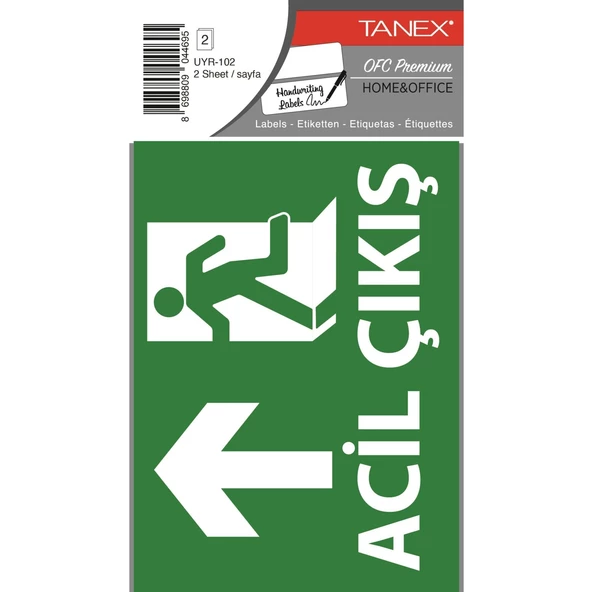 Tanex UYR-102 Acil Çıkış Uyarı Etiketi (Yukarıya)10 Cm X 15 Cm 2 Adet ürün görseli 1