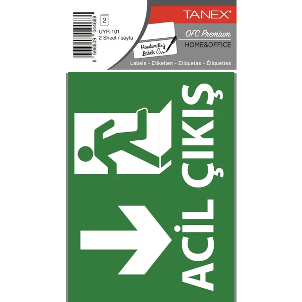 Tanex UYR-101 Acil Çıkış Uyarı Etiketi (Aşağıya)10 Cm X 15 Cm 2 Adet ürün görseli 1