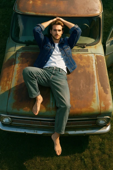 Erkek Skater Fit Jean Pantolon Tint Yeşil ürün görseli 1