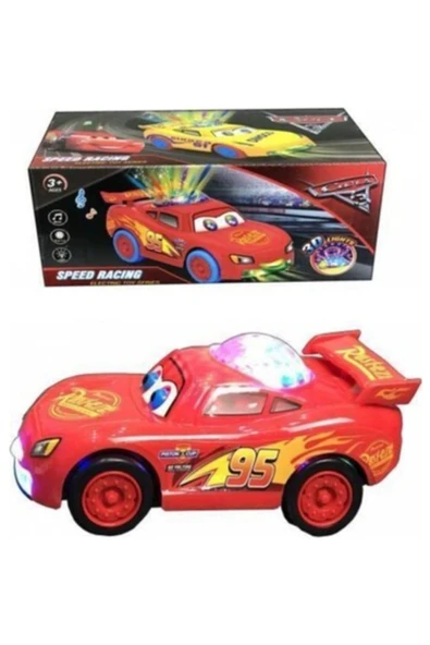 Şimşek Mcqueen Cars Üstü Disko Işıklı Dil Çıkaran Müzikli Oyuncak Araba bambmNM882 ürün görseli 1