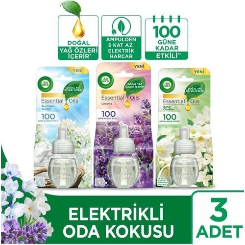 Air Wick Elektrikli Oda Kokusu Yedek Şişe Seti X3 ( 1 Bahar Çiçekleri - 1 Temizliğin Esintisi - 1 Lavanta ) ürün görseli 1