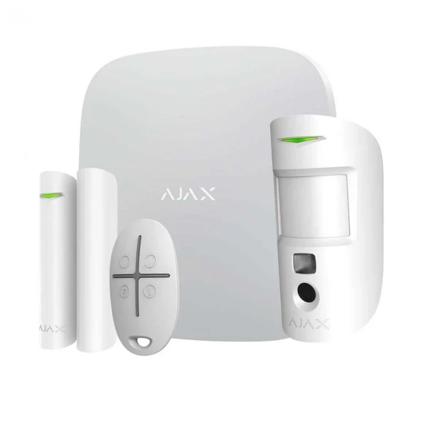 AJAX Starter Hub Kit Plus Kablosuz Alarm Seti Keypad Yok Beyaz ürün görseli 1